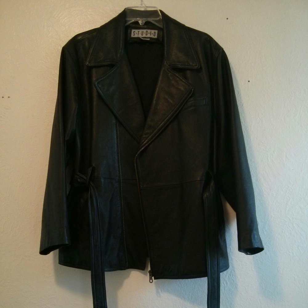 90s Style Leather Biker Jacket Oversized Moto Vintage